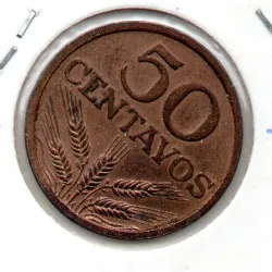 Portugal 50 Centavos 1972 Eixo Deslocado