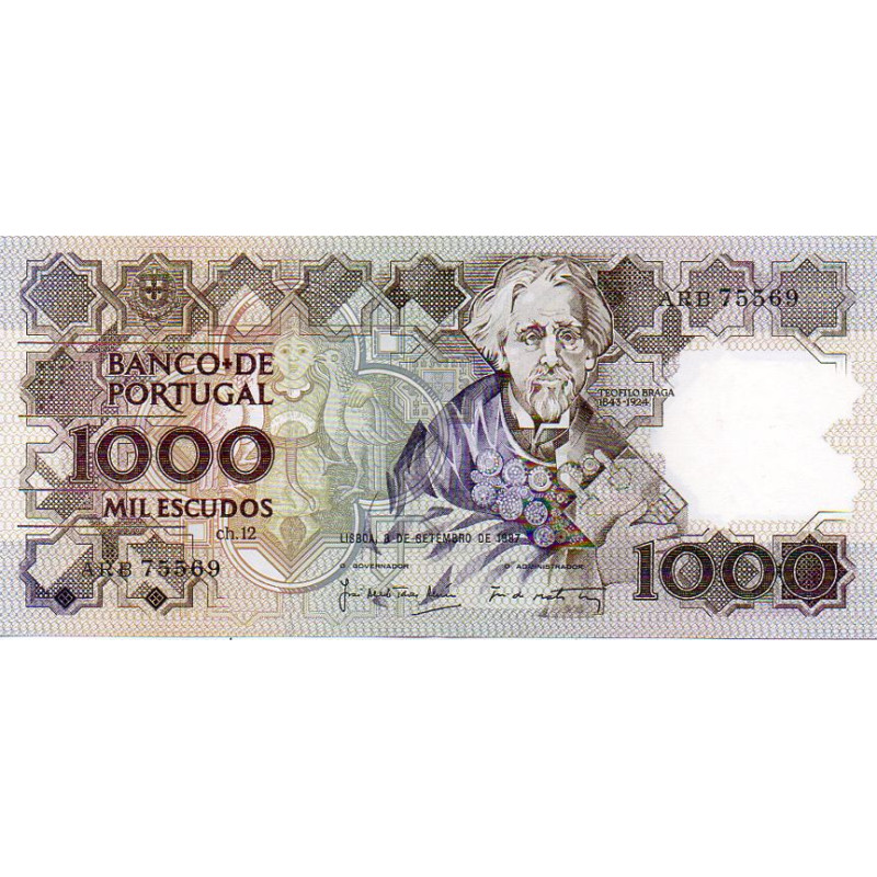 Portugal 1000$00 1987 Teófilo Braga ARB