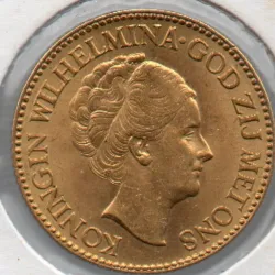 Holanda 10 Gulden 1932 Rainha Guilhermina Ouro
