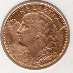Suiça 10 francos 1911 Helvetia  Ouro