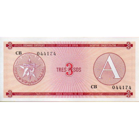 Cuba 3 Pesos ND 1985 Certificado (A)