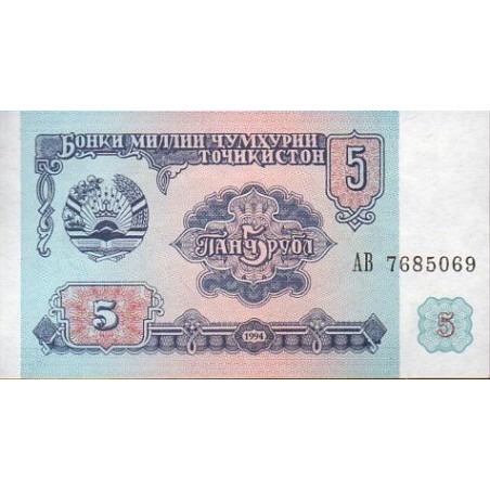 Tadjiquistão 5 Ruble 1994