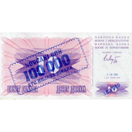 Bósnia Herzegovina 100,000 Dinara 1993