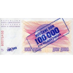 Bósnia Herzegovina 100,000 Dinara 1993