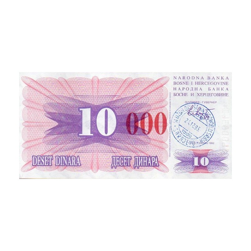 Bósnia Herzegovina 10,000 Dinara 1993