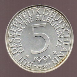 Alemanha R.F 5 Mark 1956-1991 OZ Prata