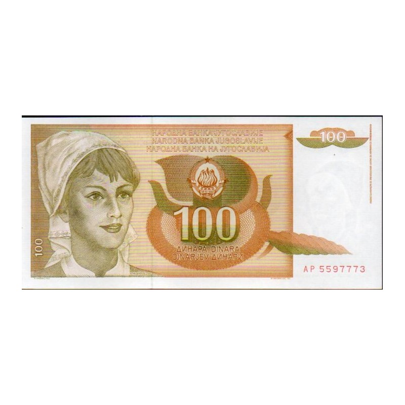 Jugoslávia 100 Dinara 1990