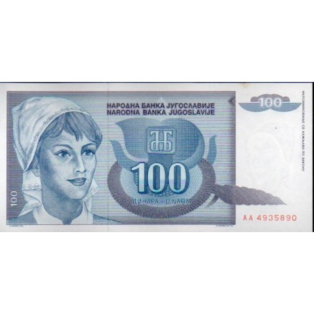 Jugoslávia 100 Dinara 1992