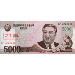 Coreia do Norte 5000 Won 2008 Espécime 0000000