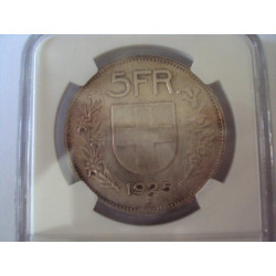 Suíça 5 Francos 1925 Certificada MS61