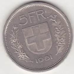 Suíça 5 Francos 1981