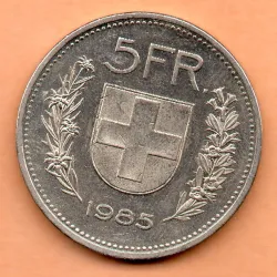 Suíça 5 Francos 1985
