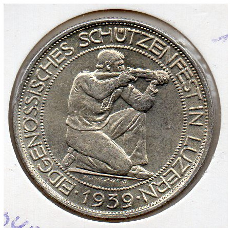 Suíça 5 Francos 1939 Schützenfest Luzern