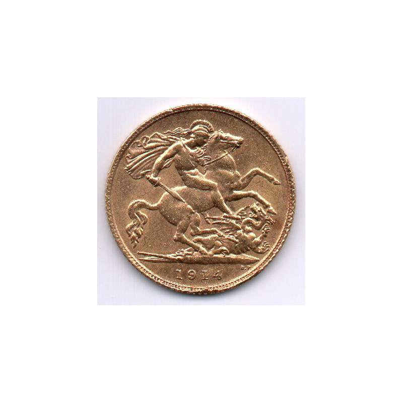Reino Unido 1/2  Libra 1914 (ouro