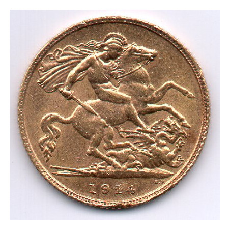 Reino Unido 1/2  Libra 1914 (ouro