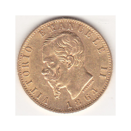 Itália 20 Lire 1864 Emanuele II Ouro