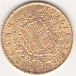 Itália 20 Lire 1864 Emanuele II Ouro