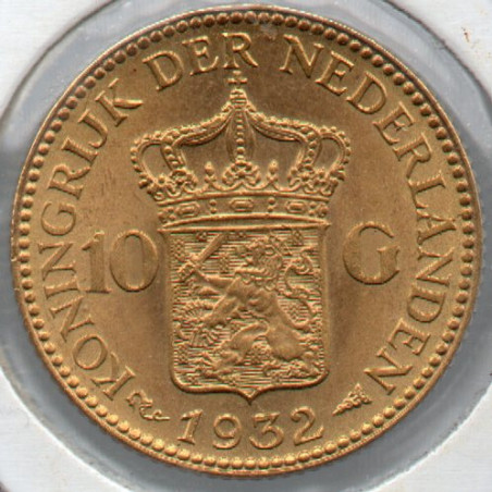 Holanda 10 Gulden 1932 Wilhelmina Ouro