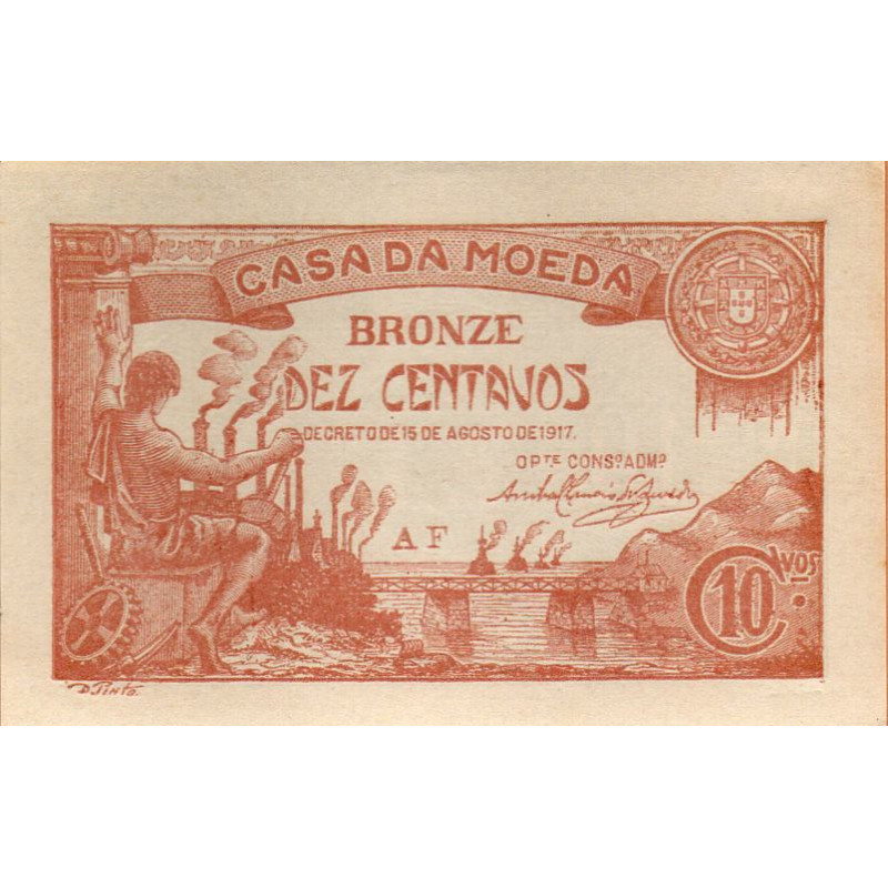 Portugal 10 Centavos 1917 BE (Bronze)