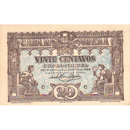Portugal 20 Centavos 1922 Cupro-Niquel