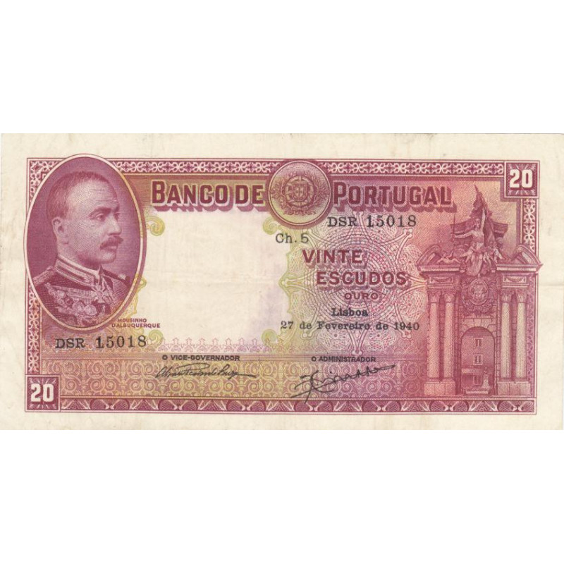 Portugal 20 Escudos 1940 Mouzinho de Albuquerque