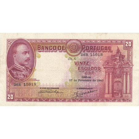 Portugal 20 Escudos 1940 Mouzinho de Albuquerque
