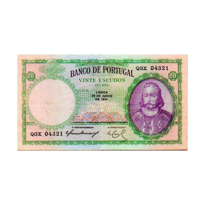 Portugal 20 Escudos 1954 D. António Luiz de Menezes