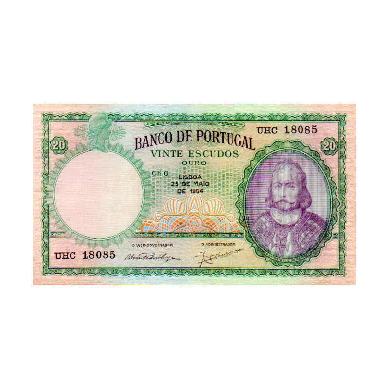 Portugal 20 Escudos 1954 D. António Luiz de Menezes