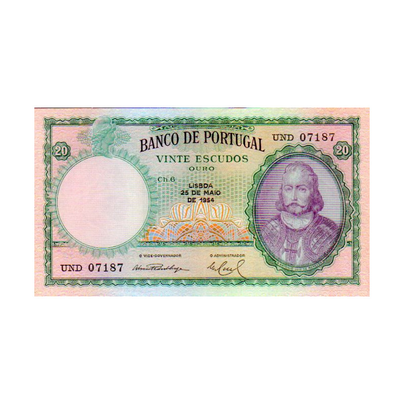 Portugal 20 Escudos 1954 D. António Luiz de Menezes