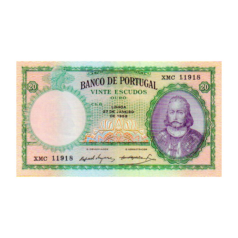 Portugal 20 Escudos 1959 D. António Luiz de Menezes