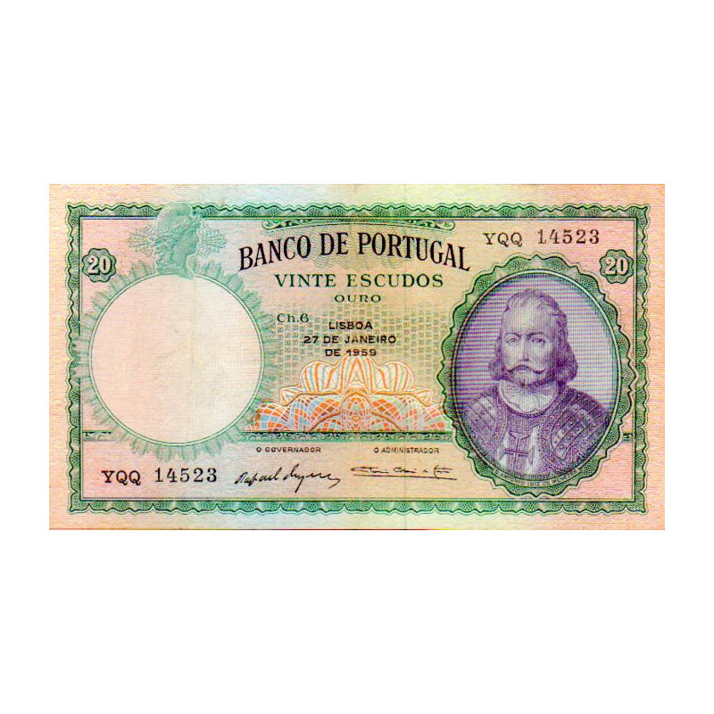 Portugal 20 Escudos 1959 D. António Luiz de Menezes