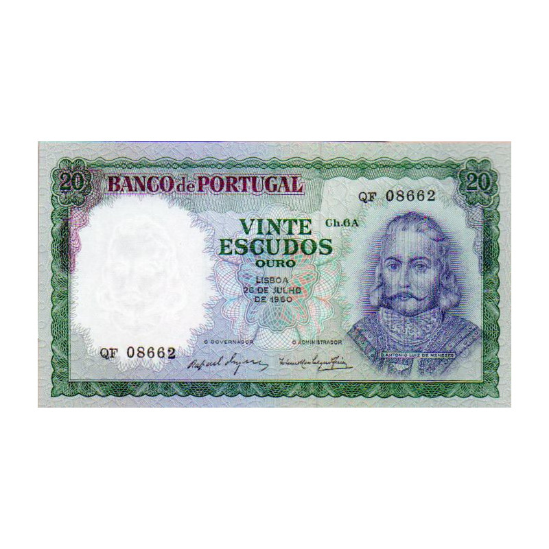 Portugal 20 Escudos 1960 D. António Luiz de Meneses