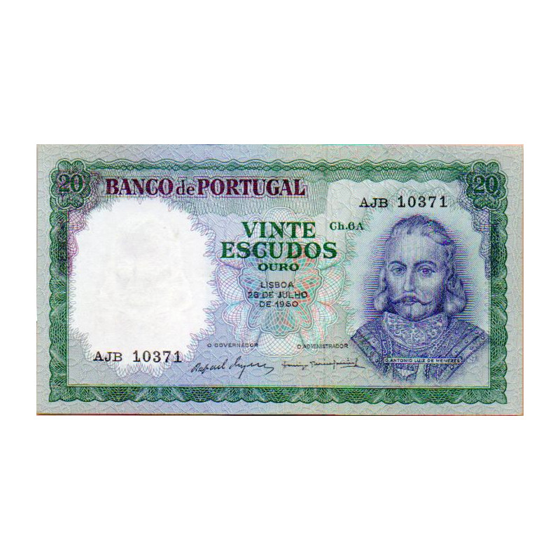 Portugal 20 Escudos 1960 D. António Luiz de Menezes