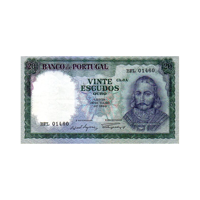 Portugal 20 Escudos 1960 D. António Luiz de Menezes