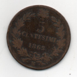 Itália 5 Centesimi 1862 N