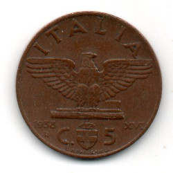 Itália 5 Centesimi 1938
