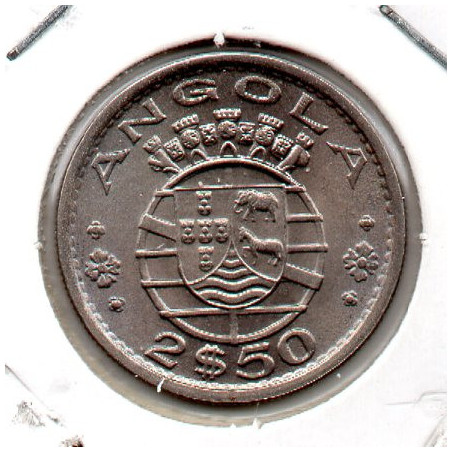 Angola 2$50 Escudos 1974 eixo deslocado