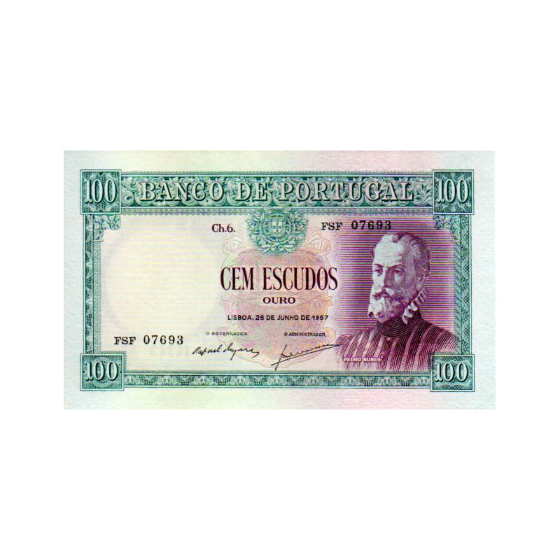 Portugal 100 Escudos 1957 Pedro Nunes ( FSF )