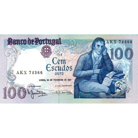 Portugal 100 Escudos 1981 Manuel Maria Barbosa du Bocage (AKX)
