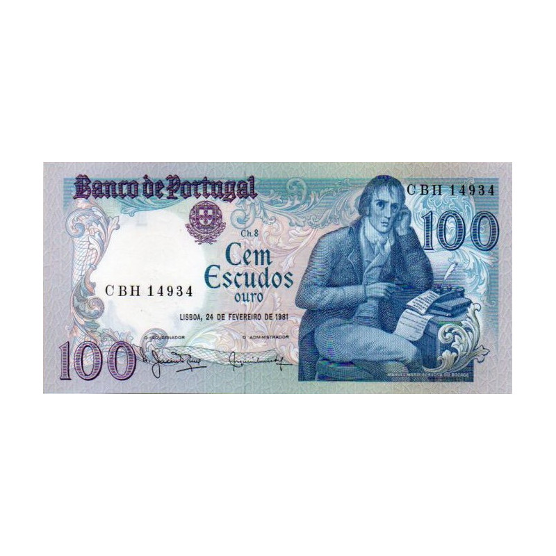 Portugal 100 Escudos 1981 Manuel Maria Barbosa du Bocage (AKX)