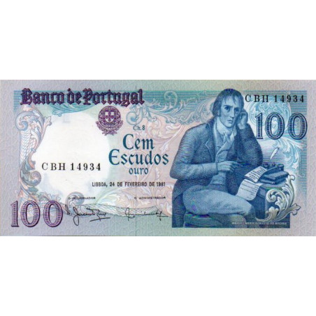 Portugal 100 Escudos 1981 Manuel Maria Barbosa du Bocage (AKX)