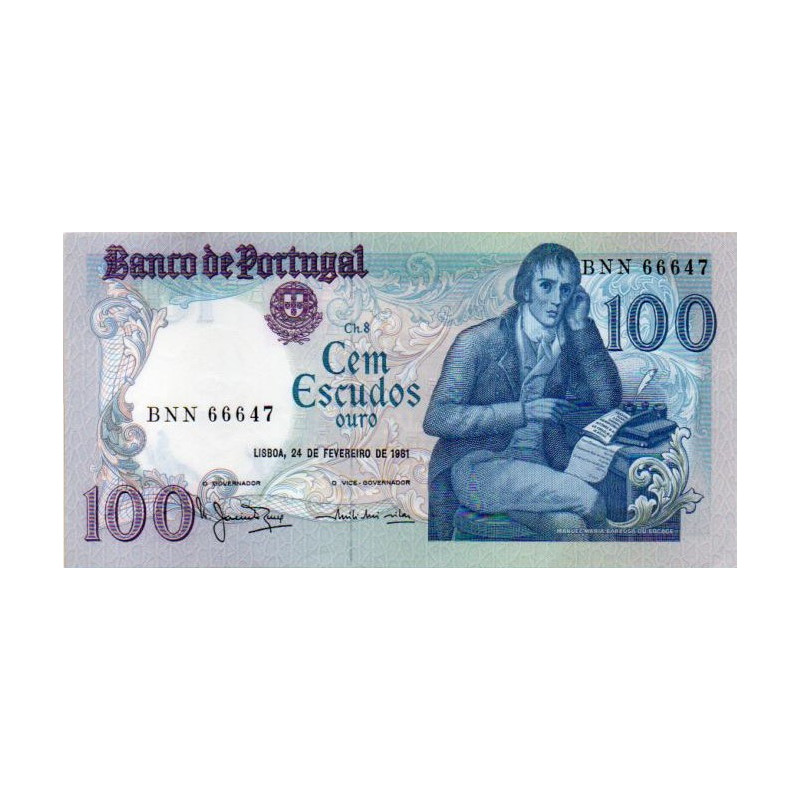 Portugal 100 Escudos 1981 Manuel Maria Barbosa du Bocage (BNN)