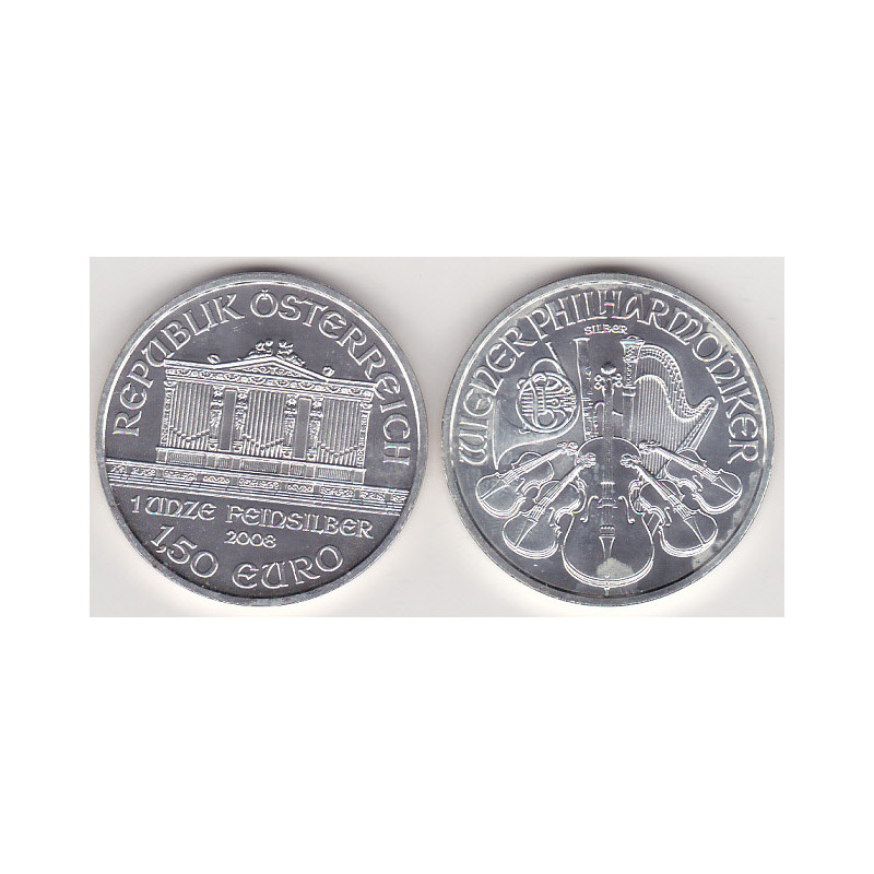 Áustria 1.50 Euro 1 Onça Prata 2008
