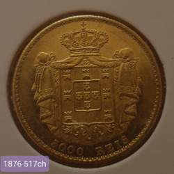 Portugal 5.000 Réis 1876 D. Luís I (Ouro)
