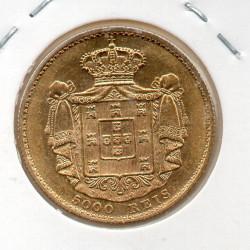 Portugal 5.000 Réis 1887 D. Luís I (Ouro)