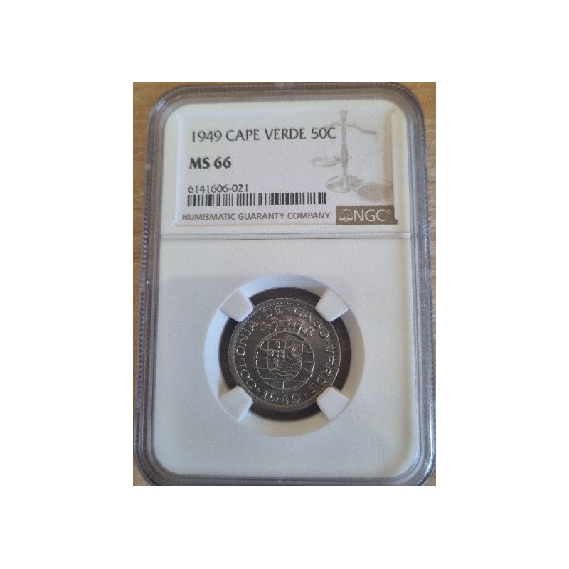 Cabo Verde 50 Centavos 1949 Certificada MS66