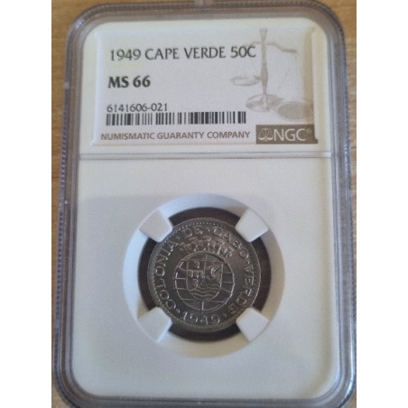 Cabo Verde 50 Centavos 1949 Certificada MS66