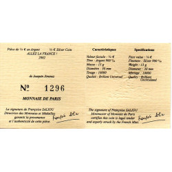 França 1/4 € 2002 Copa do Mundo Futebol (certificada