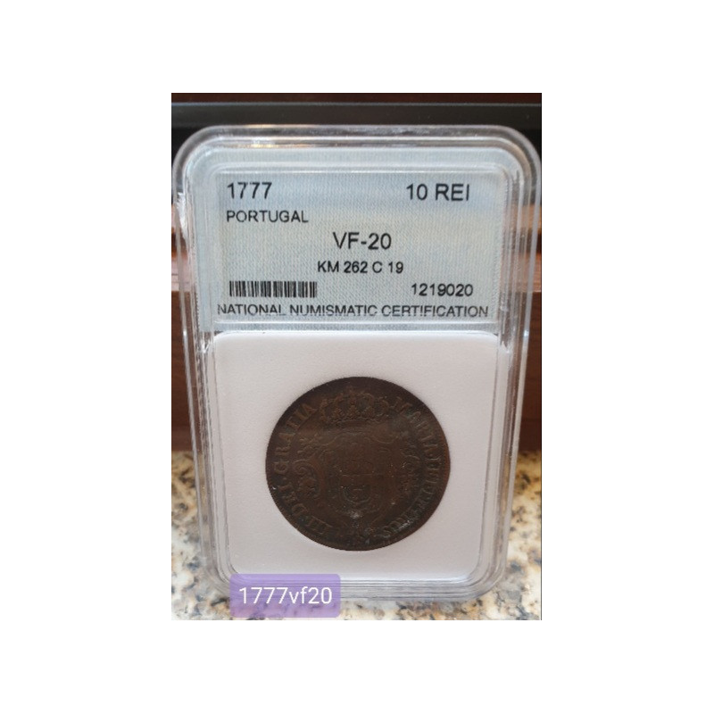 Portugal X Réis 1777 D. Maria Certificada VF20